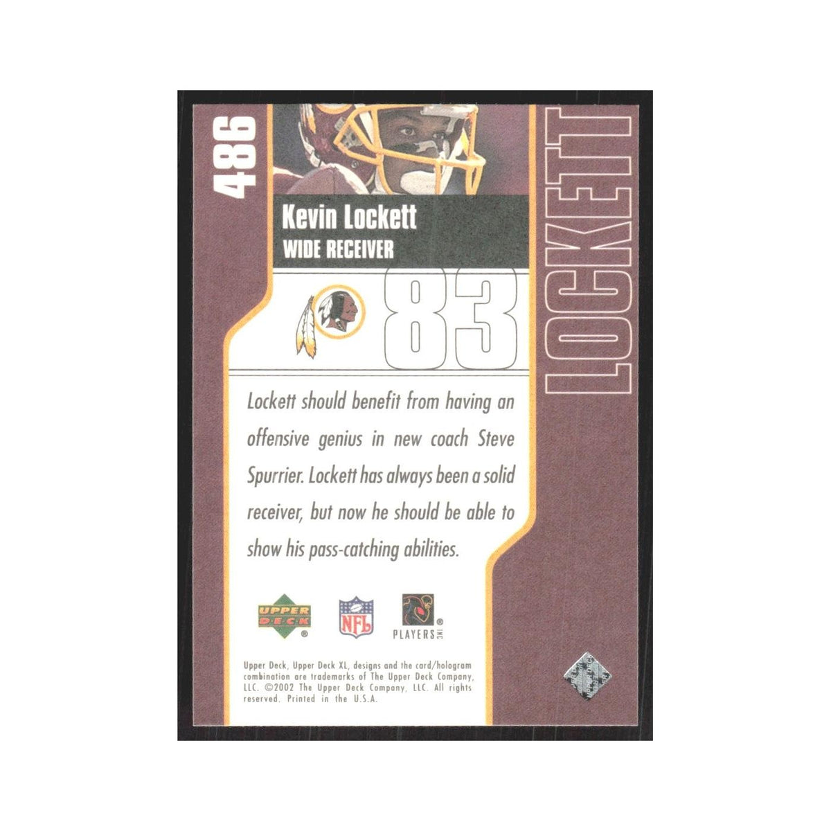 2002 Upper Deck XL Kevin Lockett Redskins #486
