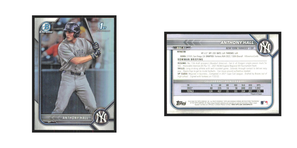 2023 Bowman Draft Chrome Anthony Hall Yankees #BDC-97