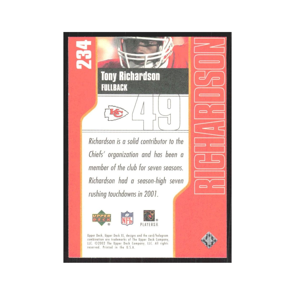 2002 Upper Deck XL Tony Richardson Chiefs #234