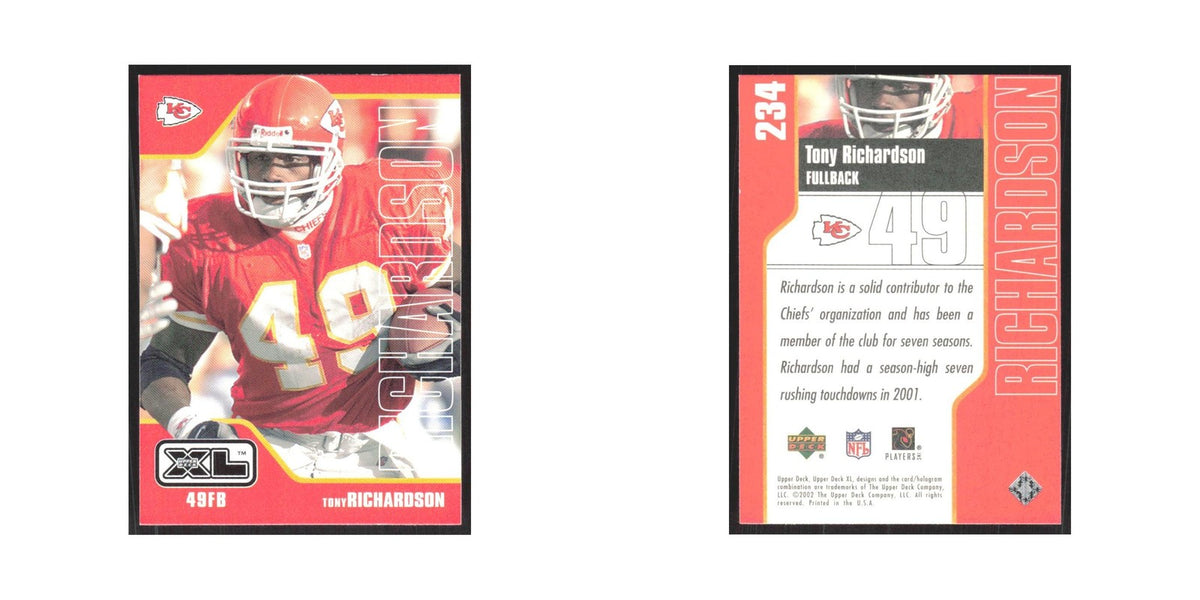 2002 Upper Deck XL Tony Richardson Chiefs #234
