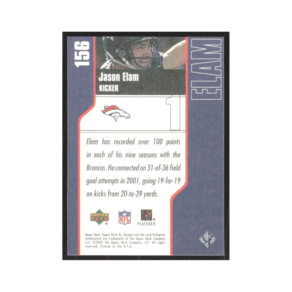 2002 Upper Deck XL Jason Elam Broncos #156