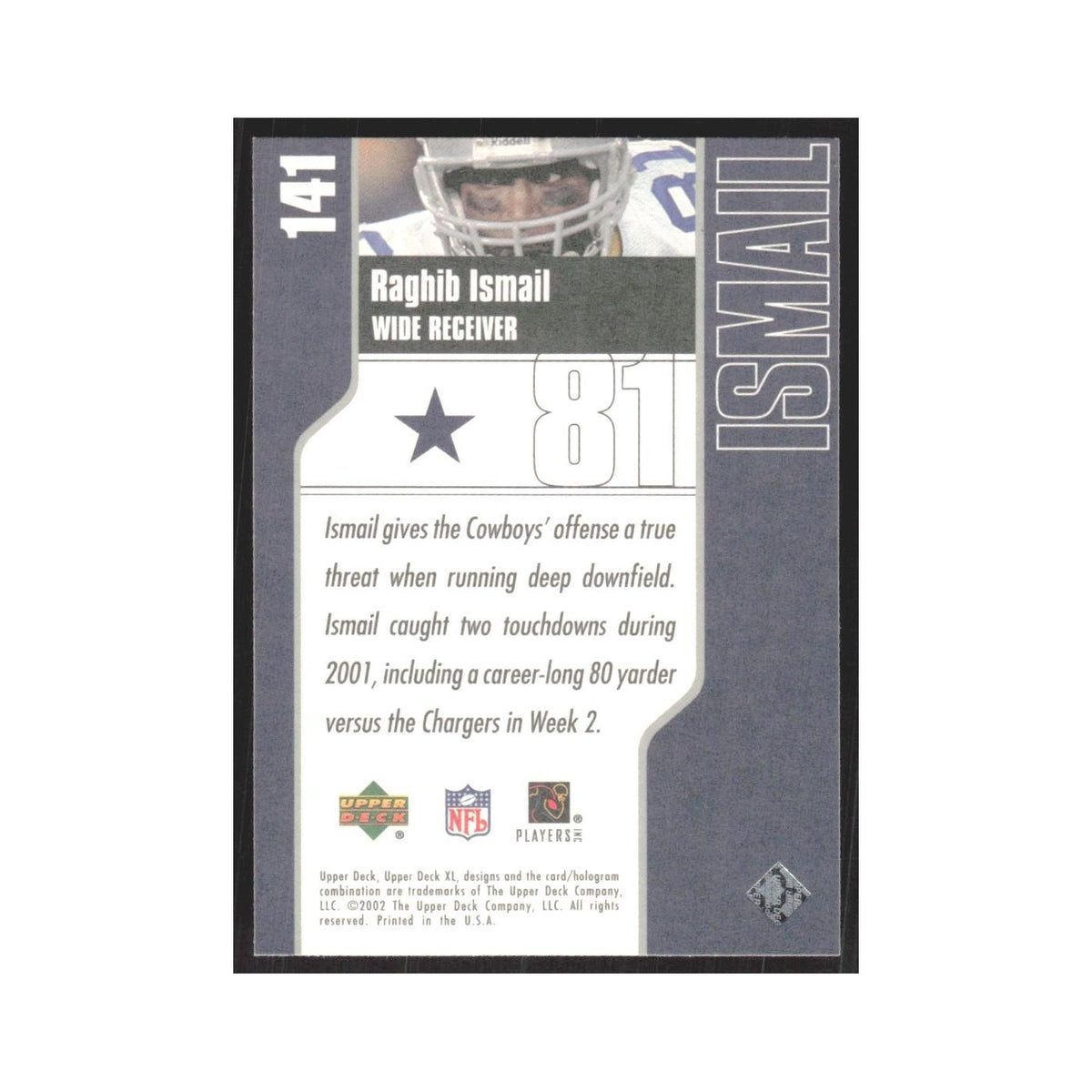 2002 Upper Deck XL Rocket Ismail Cowboys #141