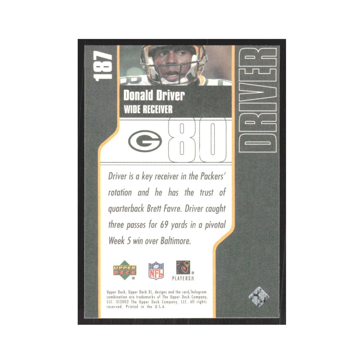 2002 Upper Deck XL Donald Driver Packers #187