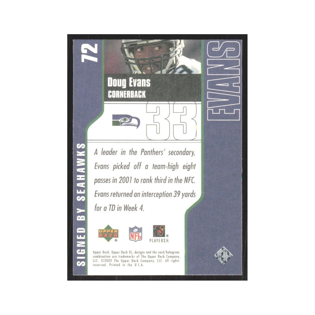 2002 Upper Deck XL Doug Evans Seahawks #72