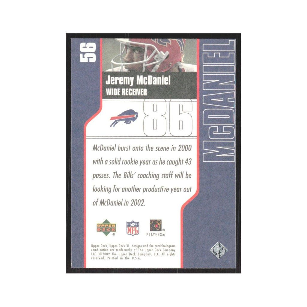 2002 Upper Deck XL Jeremy McDaniel Bills #56