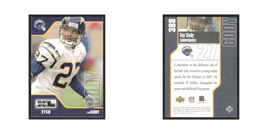 2002 Upper Deck XL Tay Cody San Diego Chargers #388