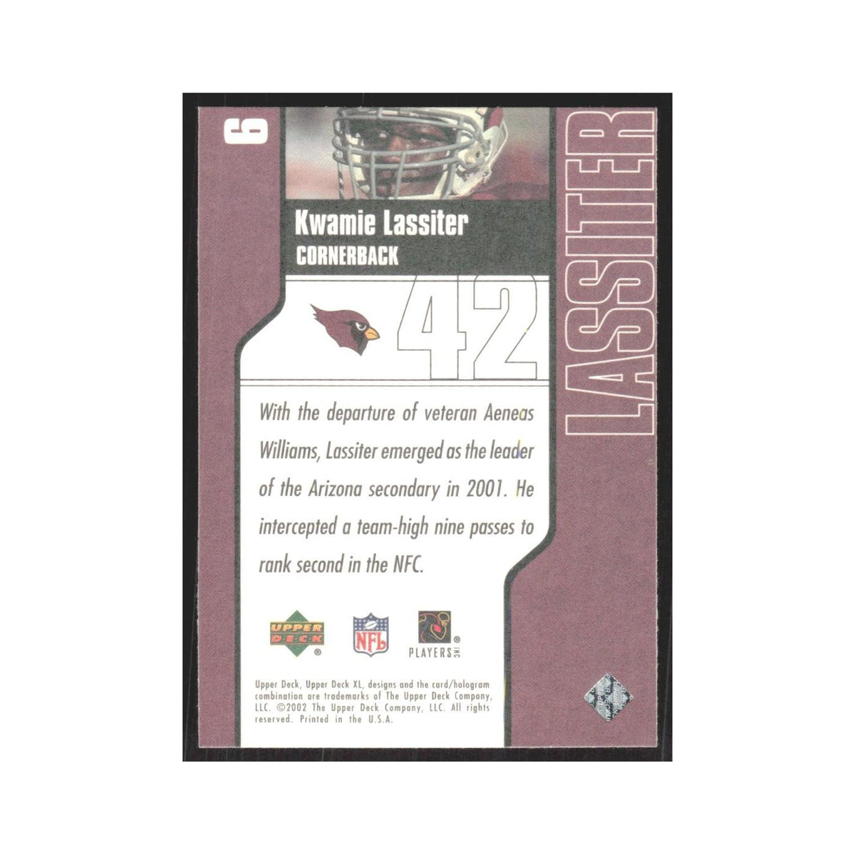 2002 Upper Deck XL Kwamie Lassiter Cardinals #6