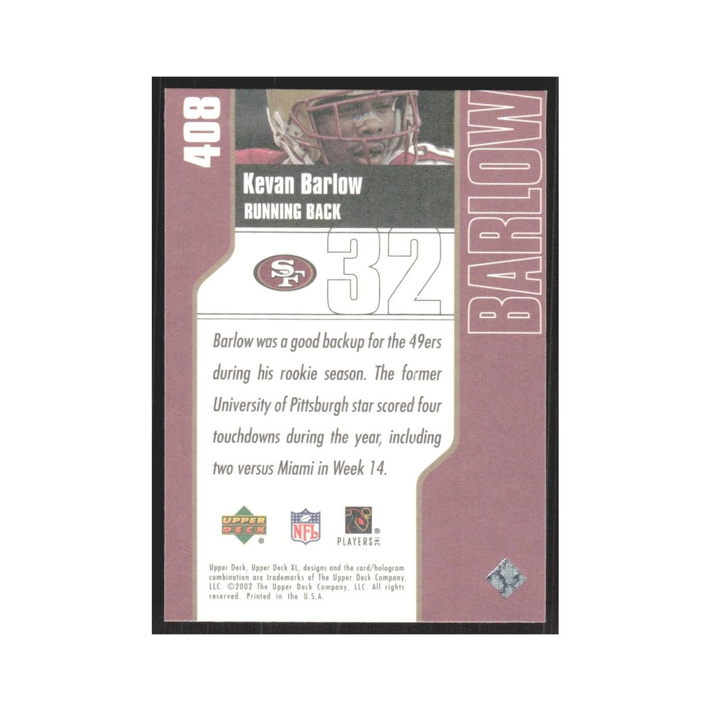 2002 Upper Deck XL Kevan Barlow 49ers #408