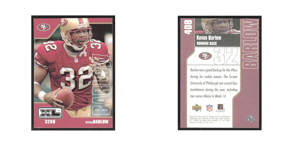 2002 Upper Deck XL Kevan Barlow 49ers #408