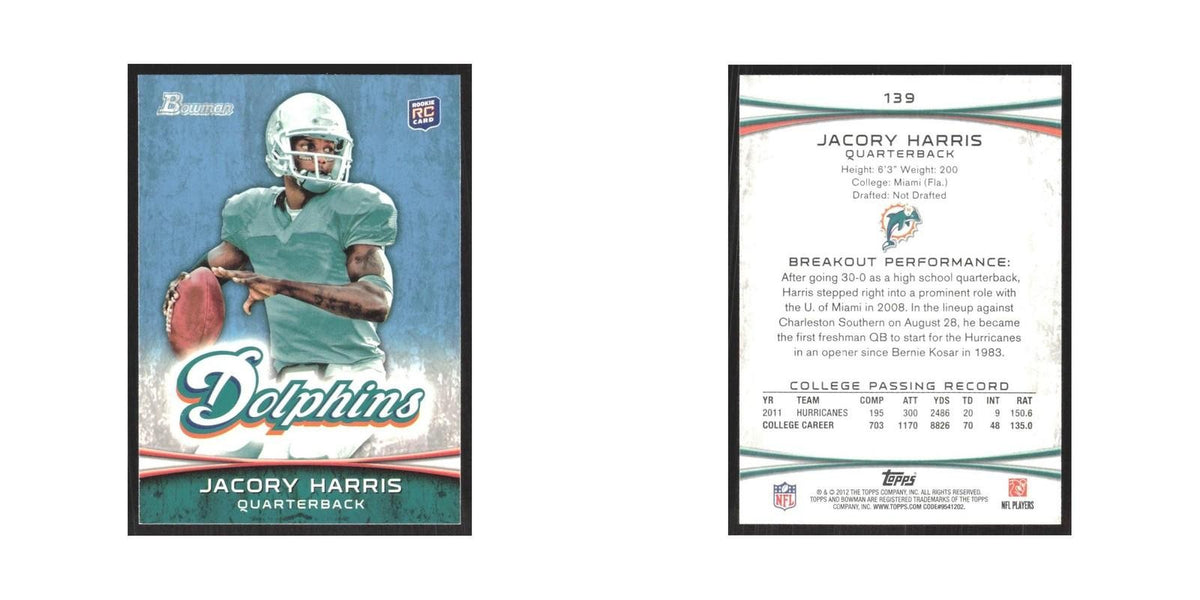 2012 Bowman Jacory Harris RC Dolphins #139