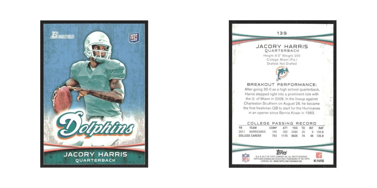 2012 Bowman Jacory Harris RC Dolphins #139