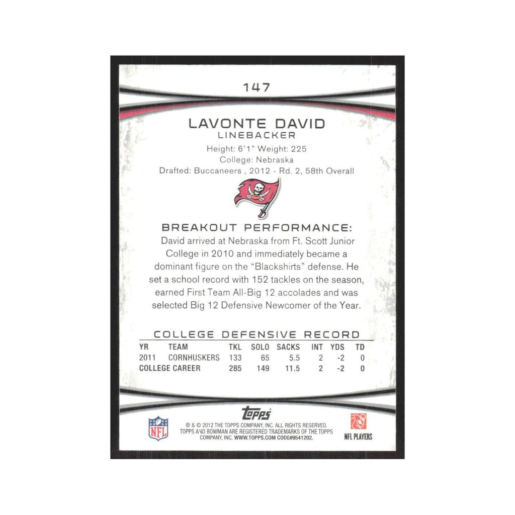 2012 Bowman Lavonte David RC Buccaneers #147