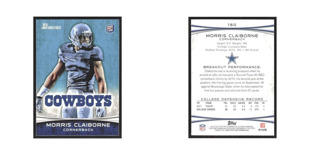 2012 Bowman Morris Claiborne RC Cowboys #160
