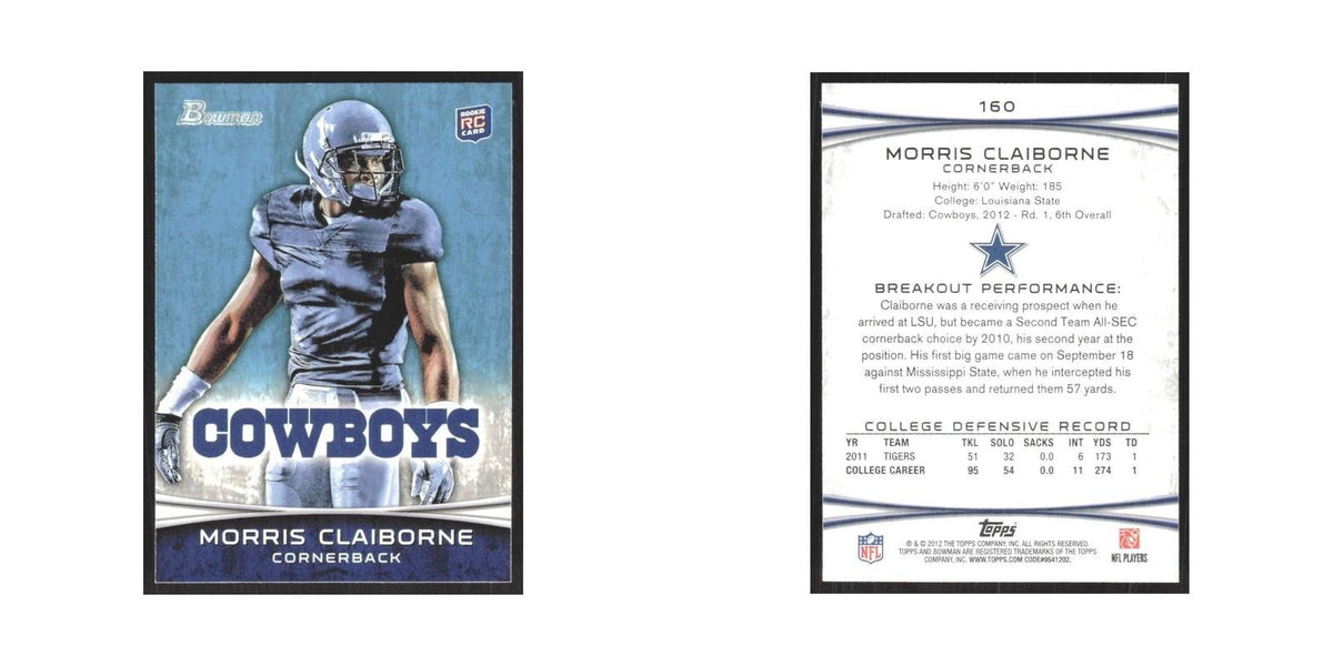 2012 Bowman Morris Claiborne RC Cowboys #160