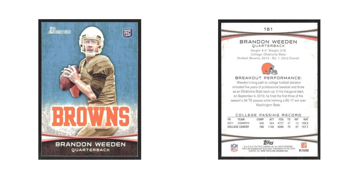2012 Bowman Brandon Weeden RC Browns #161