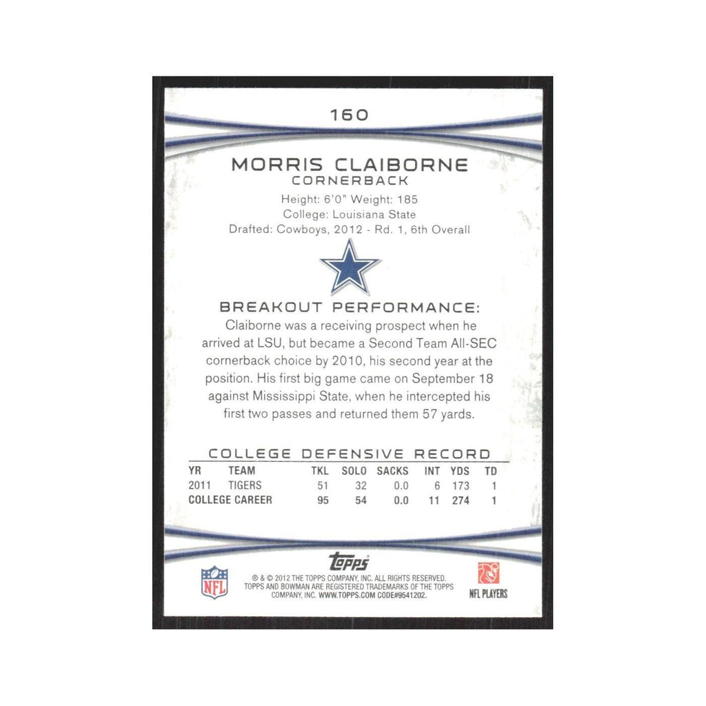 2012 Bowman Morris Claiborne RC Cowboys #160