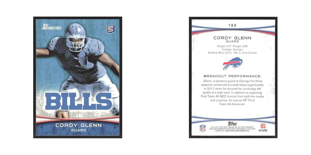 2012 Bowman Cordy Glenn RC Bills #133