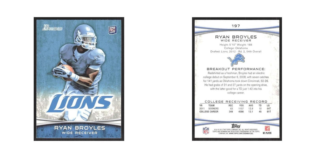 2012 Bowman Ryan Broyles RC Lions #197