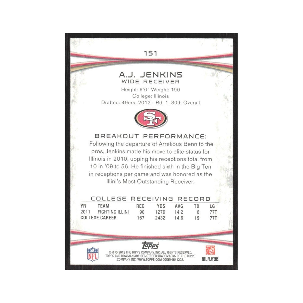 2012 Bowman A.J. Jenkins RC 49ers #151