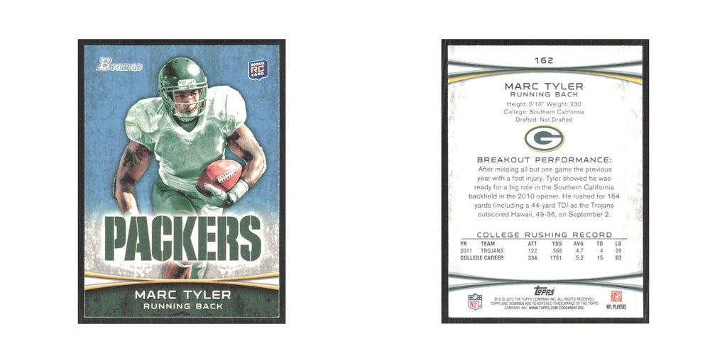 2012 Bowman Marc Tyler RC Packers #162