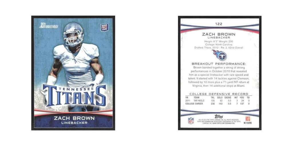 2012 Bowman Zach Brown RC Titans #122