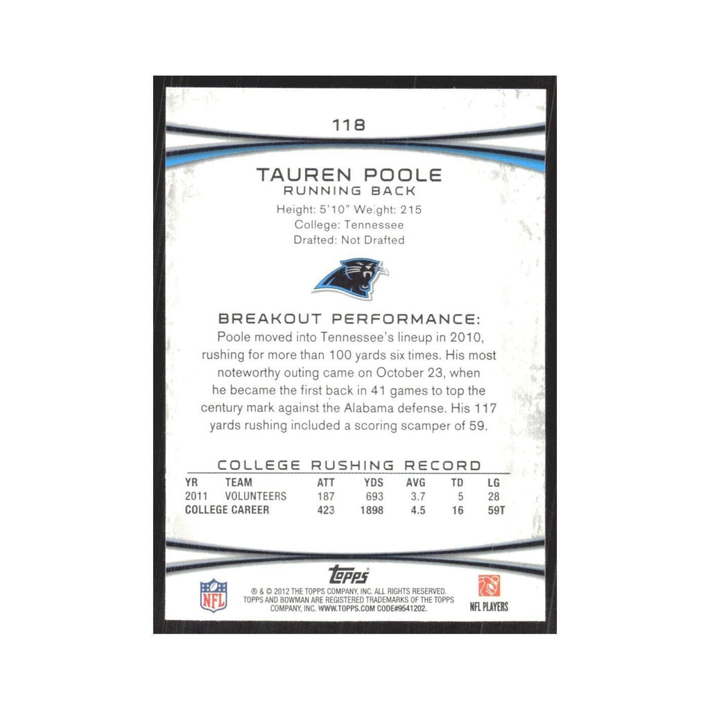2012 Bowman Tauren Poole RC Panthers #118