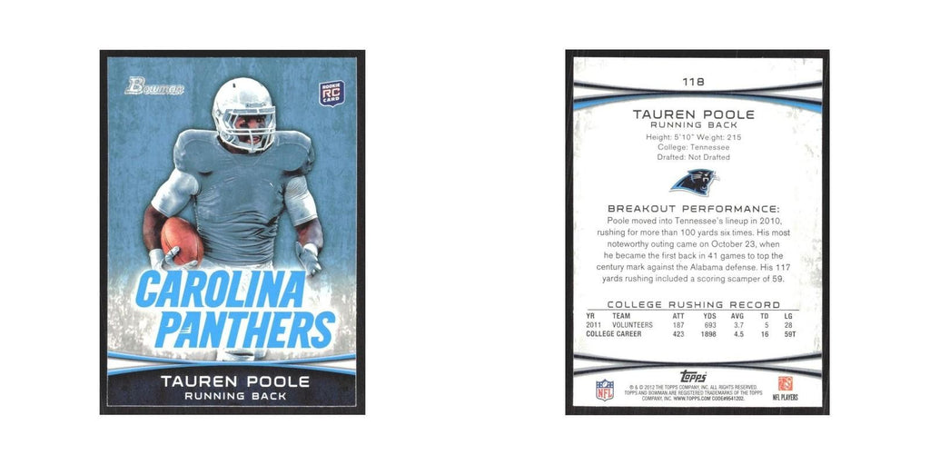 2012 Bowman Tauren Poole RC Panthers #118
