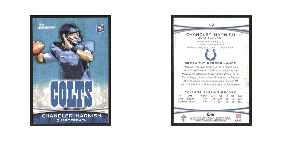2012 Bowman Chandler Harnish RC Colts #142