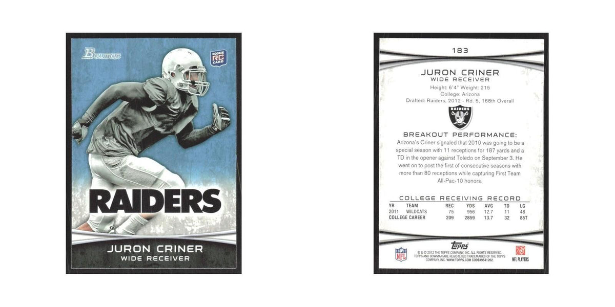 2012 Bowman Juron Criner RC Raiders #183