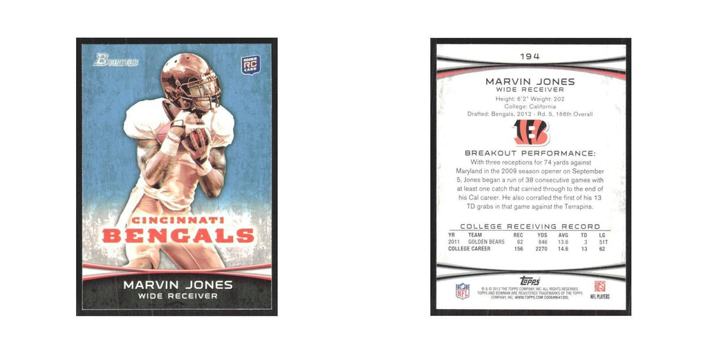 2012 Bowman Marvin Jones RC Bengals #194
