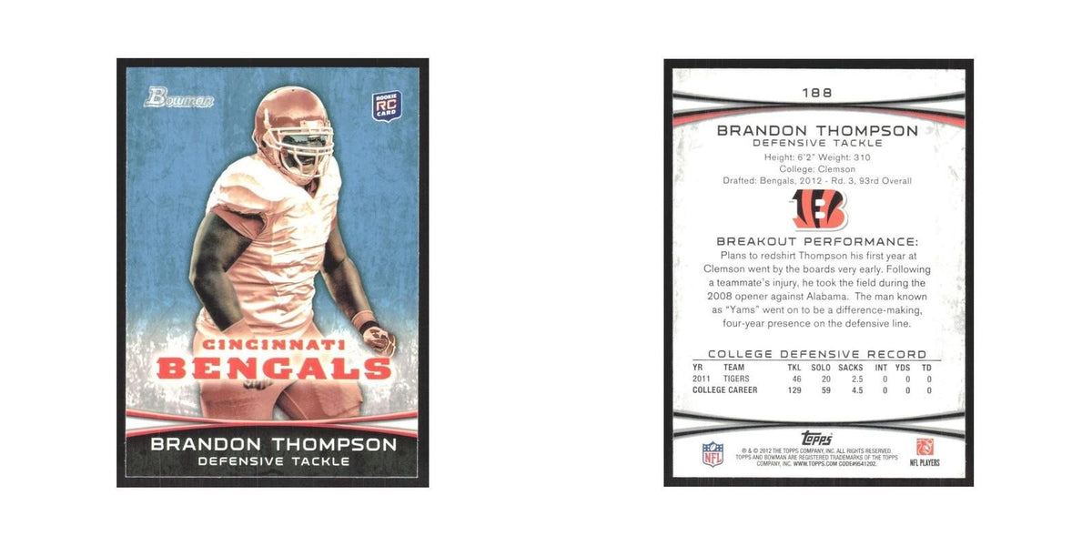 2012 Bowman Brandon Thompson RC Bengals #188