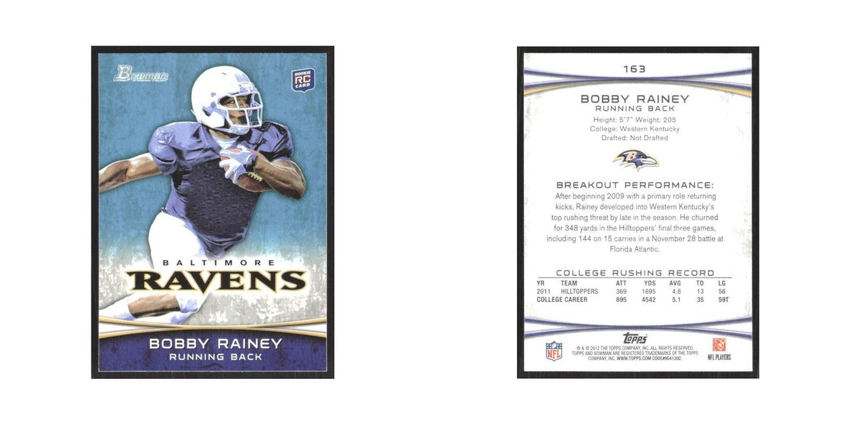 2012 Bowman Bobby Rainey RC Ravens #163