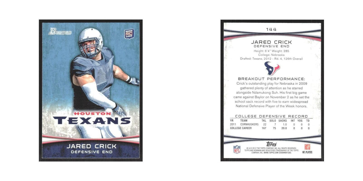 2012 Bowman Jared Crick RC Texans #144