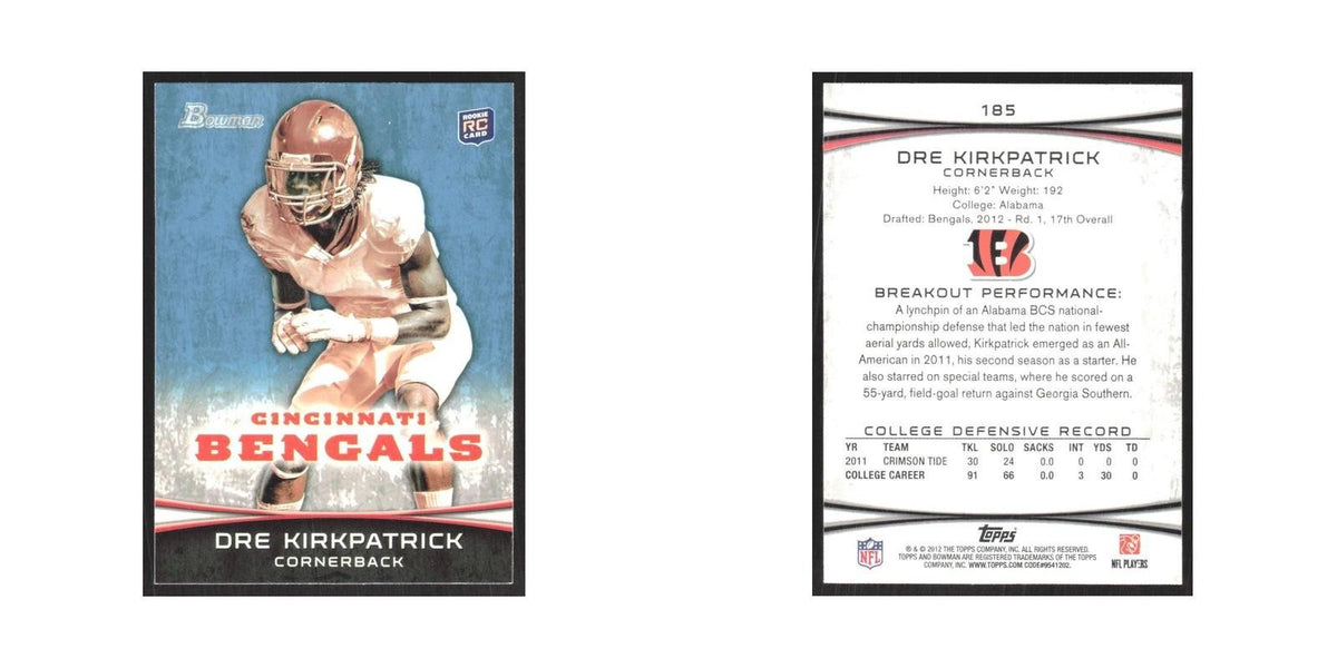 2012 Bowman Dre Kirkpatrick RC Bengals #185