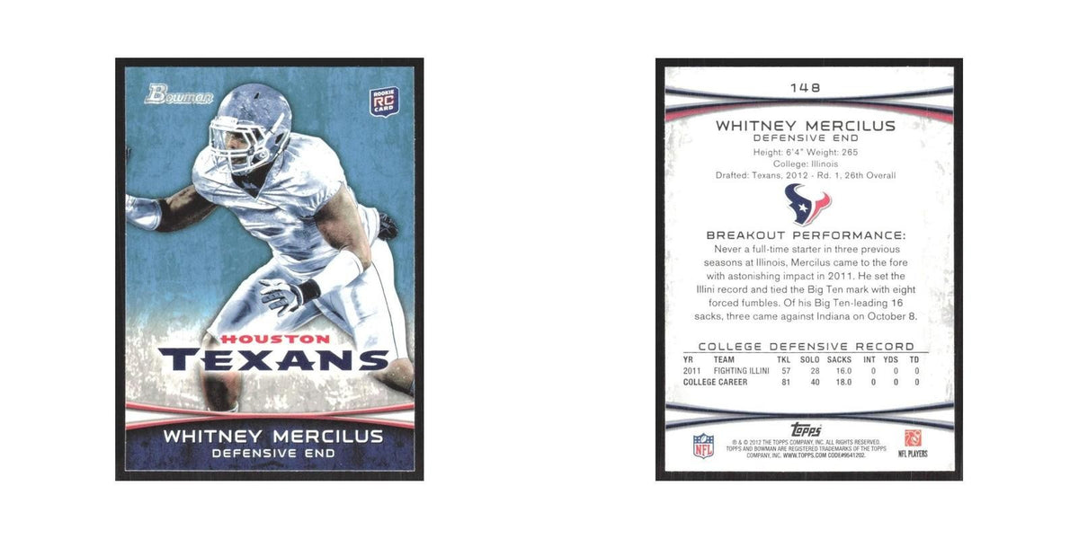 2012 Bowman Whitney Mercilus RC Texans #148