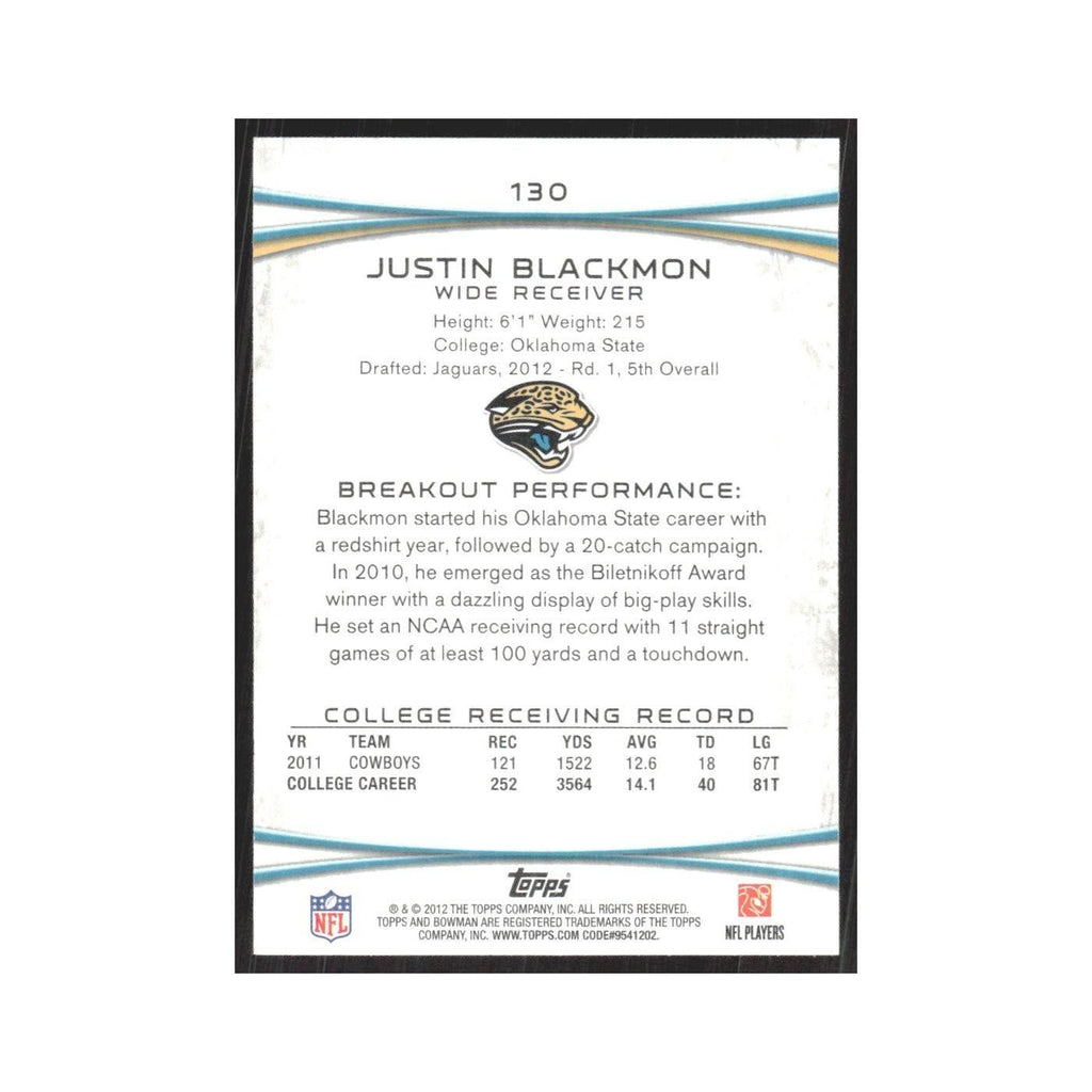2012 Bowman Justin Blackmon RC Jaguars #130