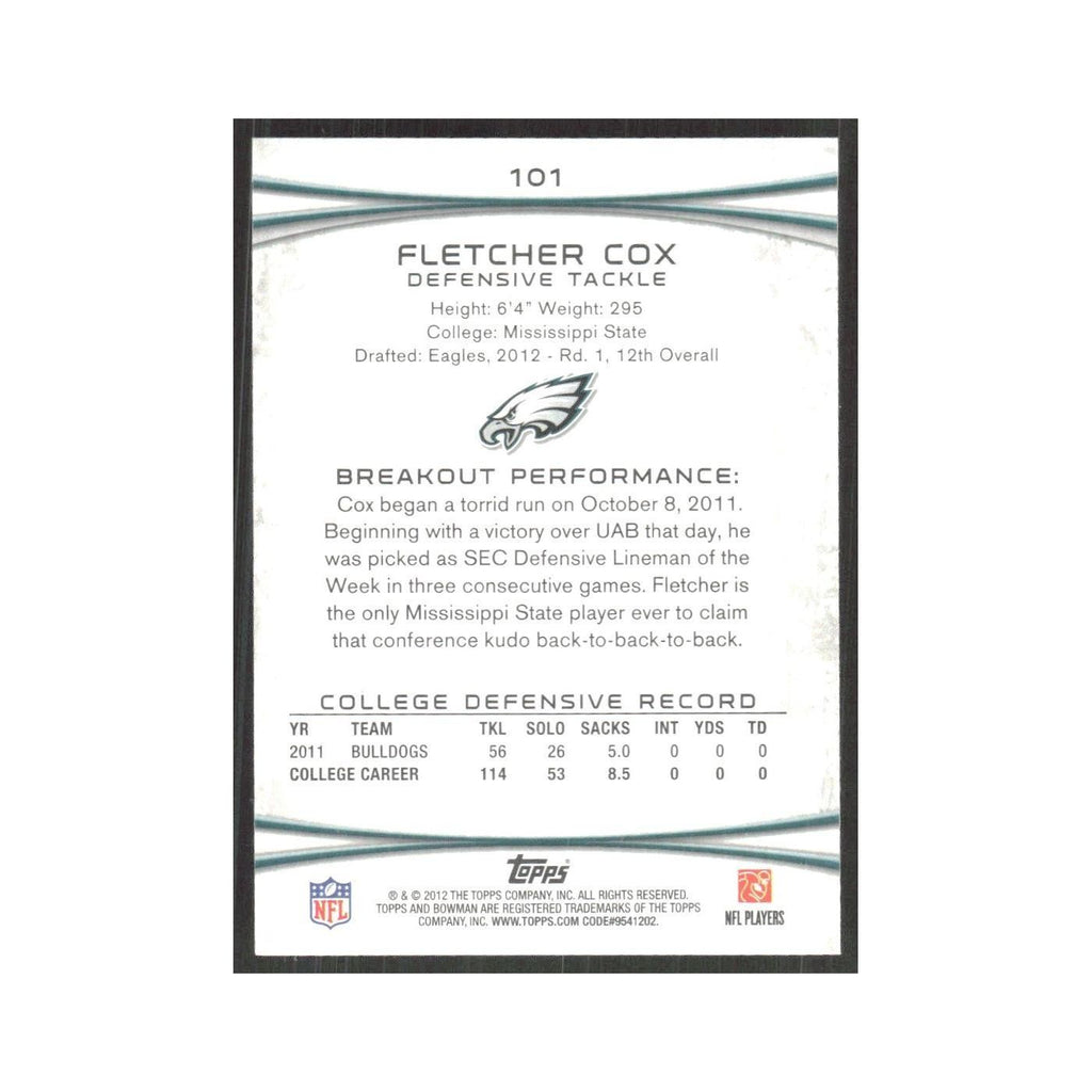 2012 Bowman Fletcher Cox RC Eagles #101
