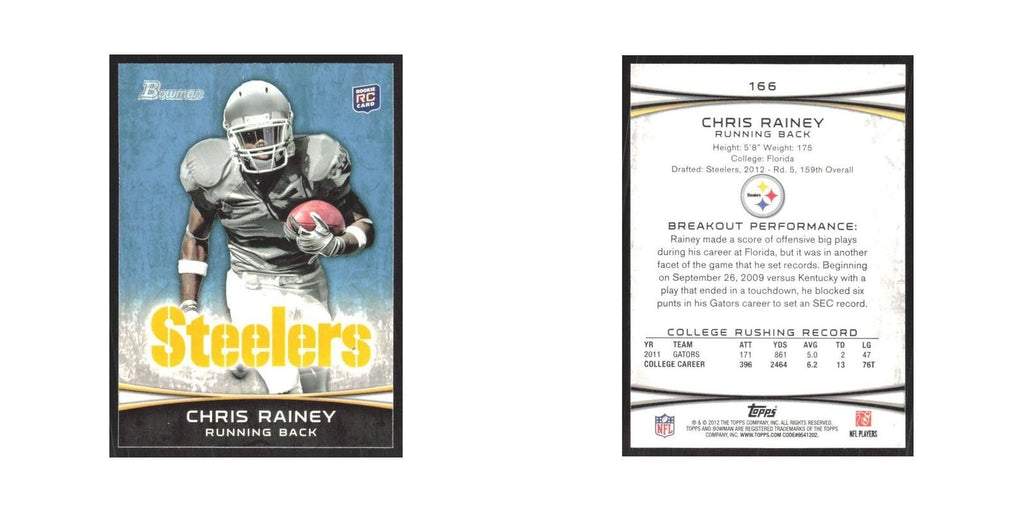 2012 Bowman Chris Rainey RC Steelers #166
