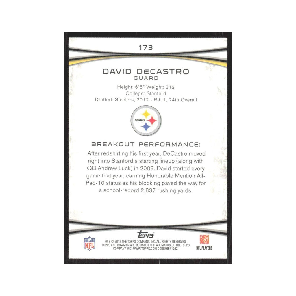 2012 Bowman David DeCastro RC Steelers #173