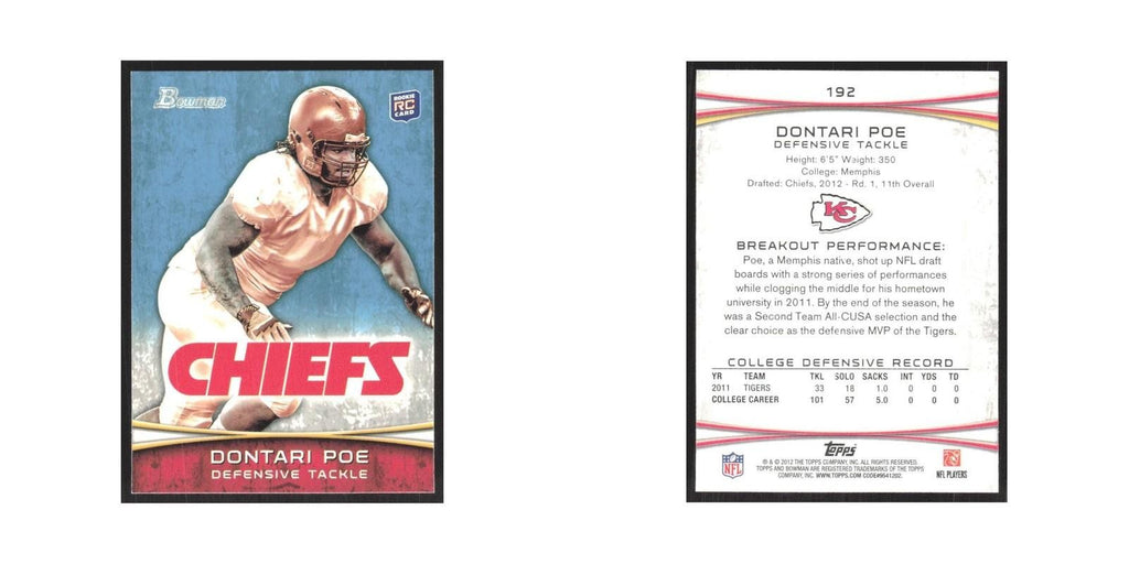 2012 Bowman Dontari Poe RC Chiefs #192