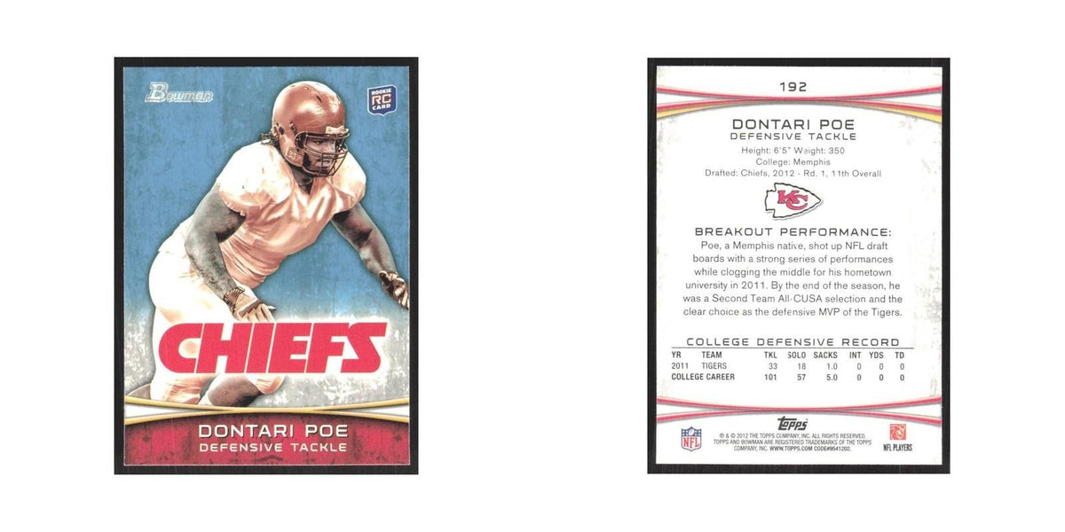 2012 Bowman Dontari Poe RC Chiefs #192