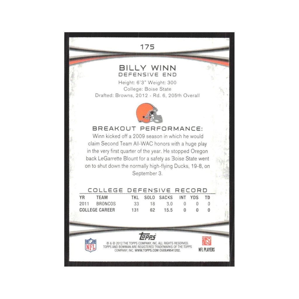 2012 Bowman Billy Winn RC Browns #175