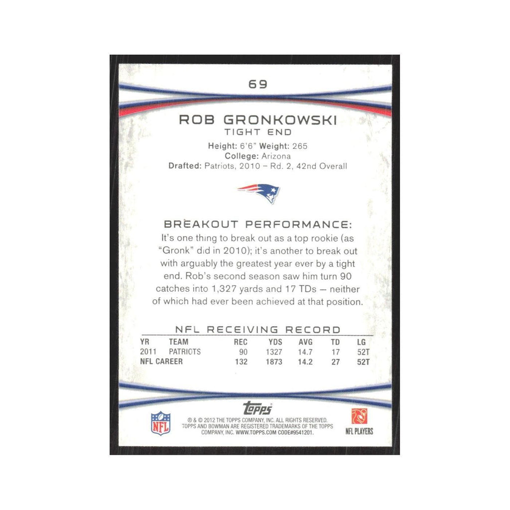 2012 Bowman Rob Gronkowski Patriots #69