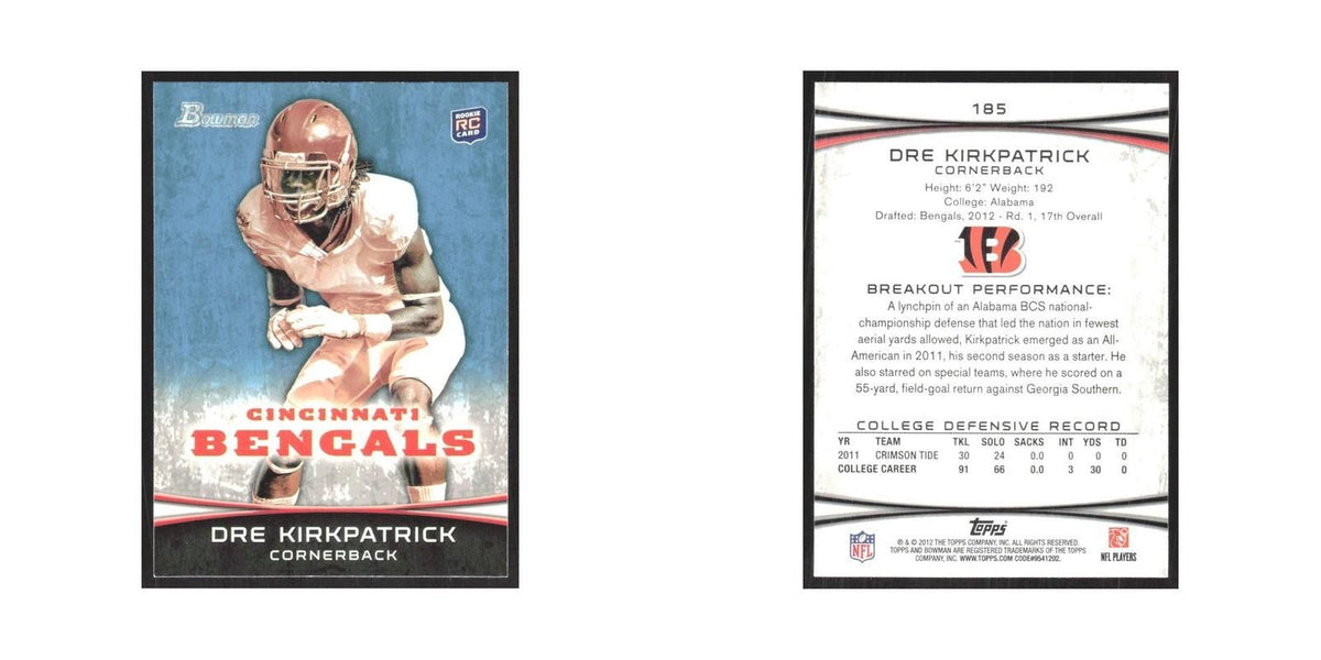 2012 Bowman Dre Kirkpatrick RC Bengals #185
