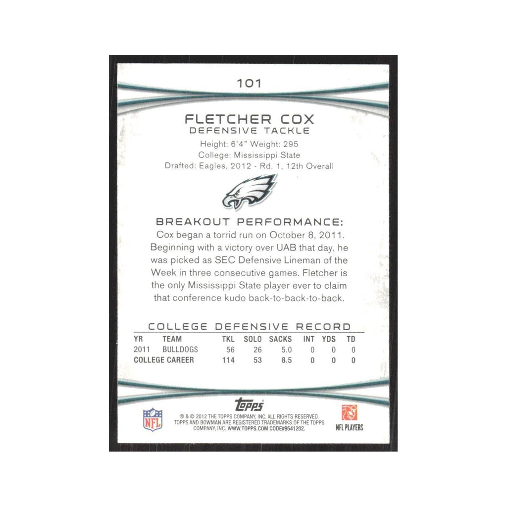 2012 Bowman Fletcher Cox RC Eagles #101