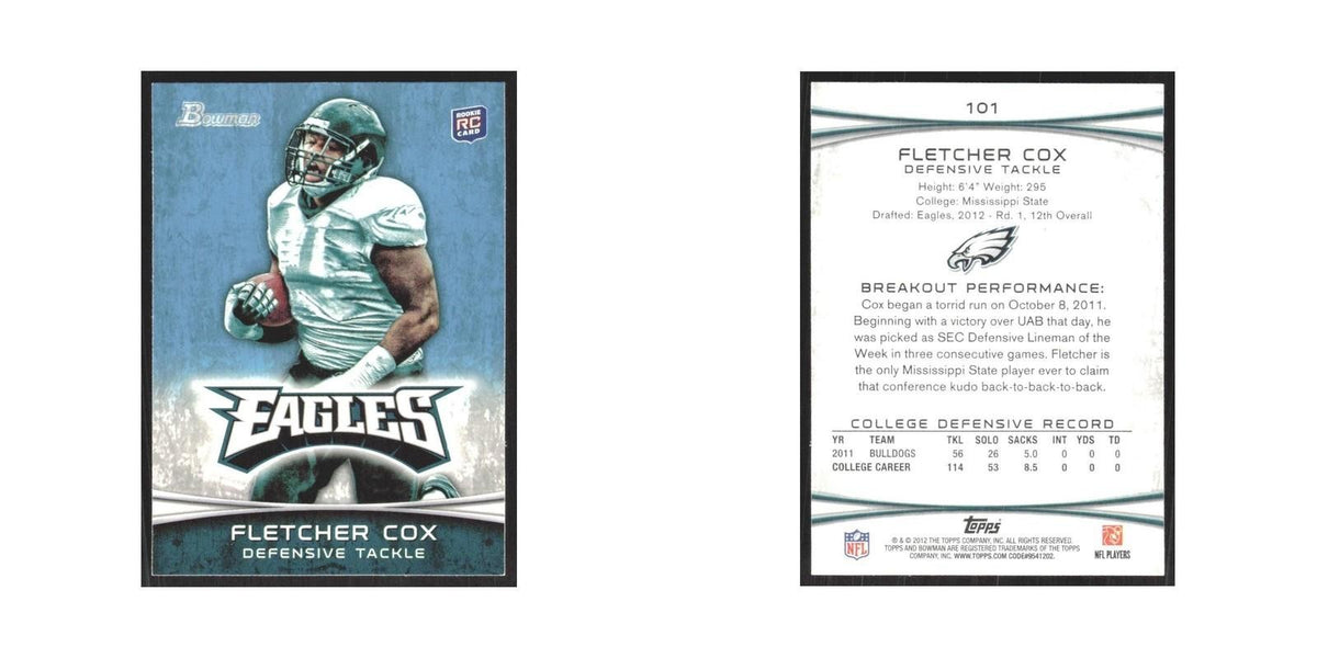 2012 Bowman Fletcher Cox RC Eagles #101