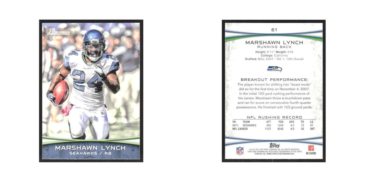 2012 Bowman Marshawn Lynch Seahawks #61