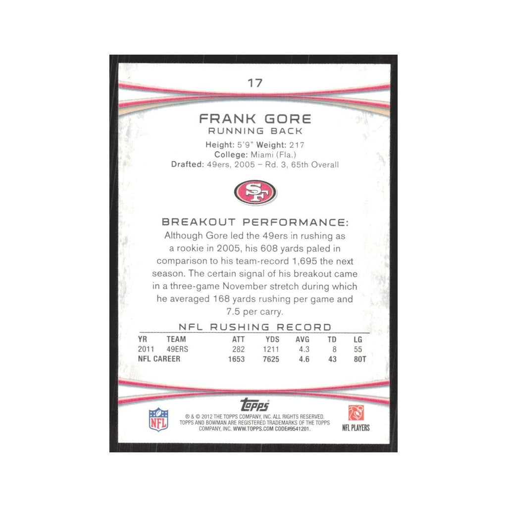 2012 Bowman Frank Gore 49ers #17