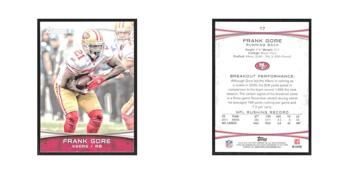 2012 Bowman Frank Gore 49ers #17