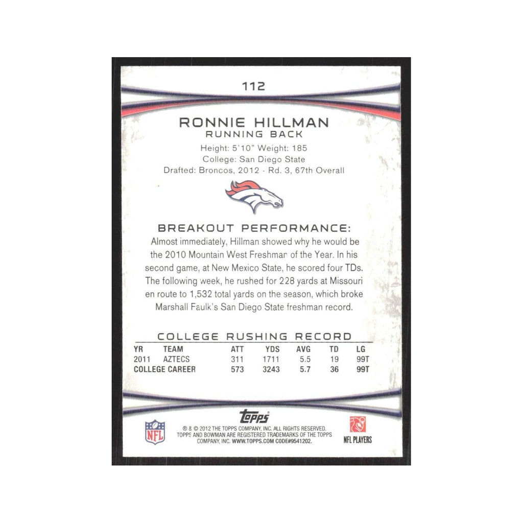 2012 Bowman Ronnie Hillman RC Broncos #112